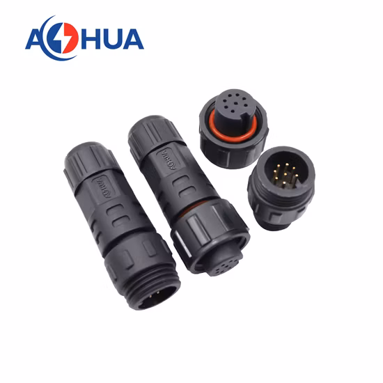Black Color M23 Overmoding 4 Pin 20A L Type Waterproof Connectors for Street Lights